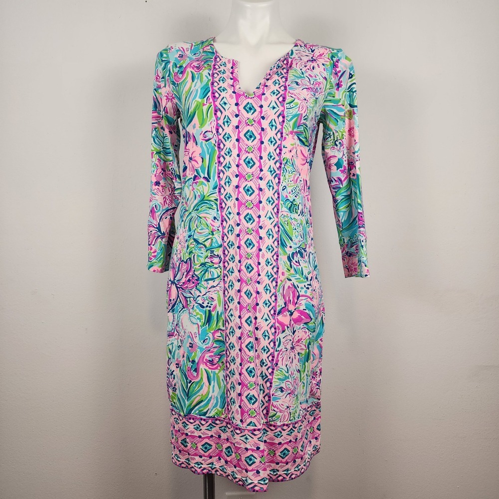 Lilly Pulitzer‎ Nadine ChillyLilly Shift Green Pink Dress Women's Size Medium